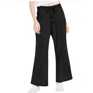 NEW Soundstyle Women's XS Black Wide-Leg Linen Pants With Belt  Linen Blend
